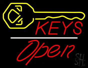 Keys Logo Open White Line LED Neon Sign