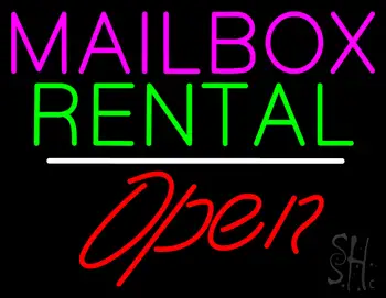 Mailbox Rental Open White Line LED Neon Sign