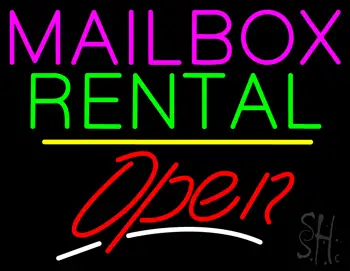 Mailbox Rental Open Yellow Line LED Neon Sign