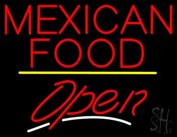 Mexican Food Open Yellow Line LED Neon Sign