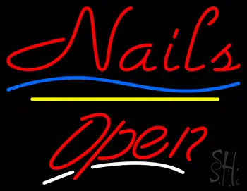 Red Nails Open Yellow Line LED Neon Sign