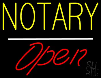 Notary Open White Line LED Neon Sign