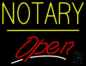 Notary Open Yellow Line LED Neon Sign