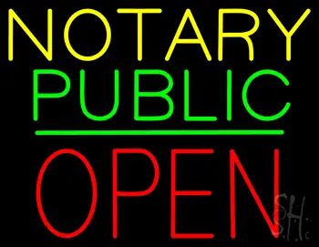 Notary Public Block Open Green Line LED Neon Sign