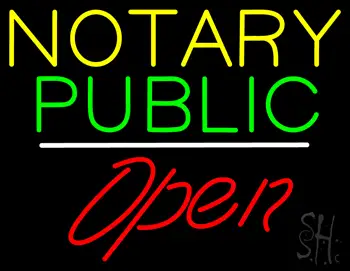 Notary Public Open White Line LED Neon Sign