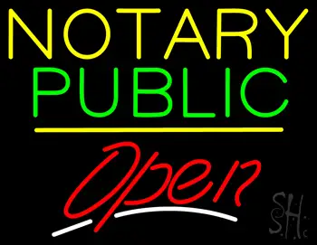 Notary Public Open Yellow Line LED Neon Sign