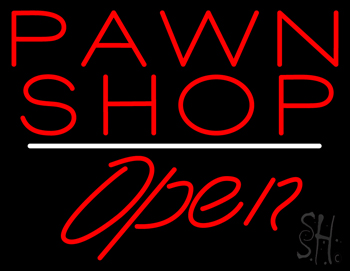 Pawn Shop Open White Line LED Neon Sign