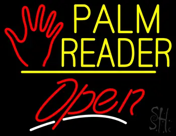 Palm Reader Logo Open Yellow Line LED Neon Sign