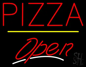 Pizza Open Yellow Line LED Neon Sign