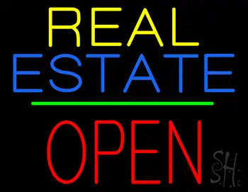 Real Estate Block Open Green Line LED Neon Sign
