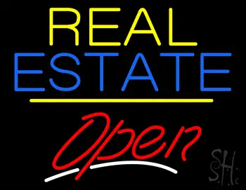 Real Estate Open Yellow Line LED Neon Sign