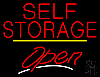 Self Storage Open Yellow Line LED Neon Sign