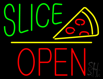Slice Logo Block Open Green Line LED Neon Sign