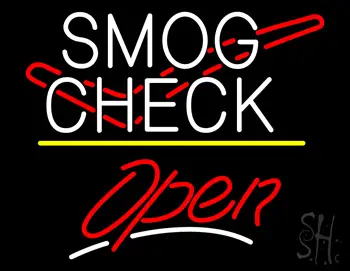 Smog Check Logo Open Yellow Line LED Neon Sign