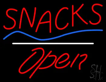 Snacks Open White Line LED Neon Sign