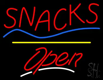 Snacks Open Yellow Line LED Neon Sign