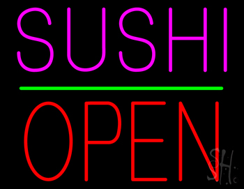 Pink Sushi Block Open Green Line LED Neon Sign