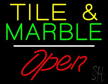 Tile and Marble Script1 Open White Line LED Neon Sign