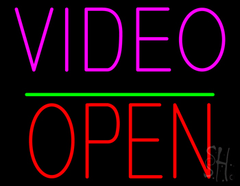Video Open Block Green Line LED Neon Sign