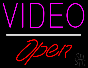 Video Open White Line LED Neon Sign