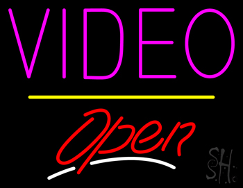 Video Open Yellow Line LED Neon Sign