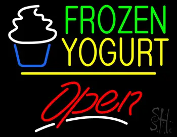 Frozen Yogurt Open Yellow Line LED Neon Sign