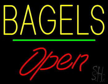 Bagels Open Green Line LED Neon Sign