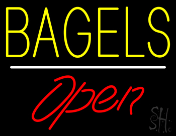 Bagels Open White Line LED Neon Sign