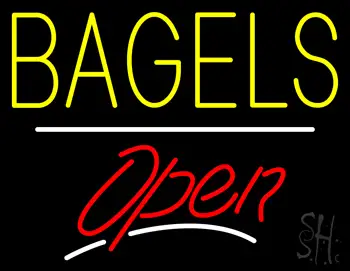 Yellow Bagels Open White Line LED Neon Sign