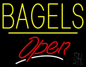 Bagels Open Yellow Line LED Neon Sign
