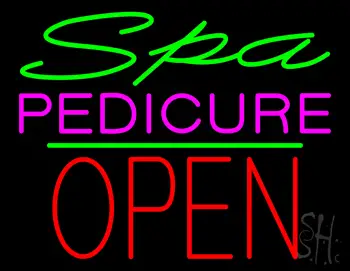 Spa Pedicure Block Open Green Line LED Neon Sign