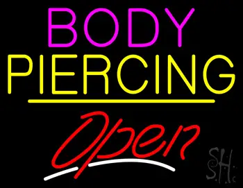 Body Piercing Open Yellow Line LED Neon Sign