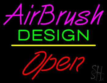 Pink Airbrush Design Open White Line LED Neon Sign