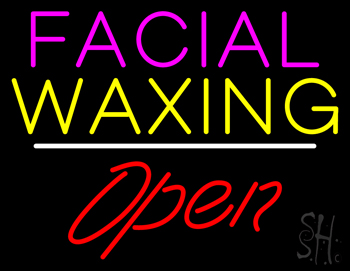 Facial Waxing Open White Line LED Neon Sign