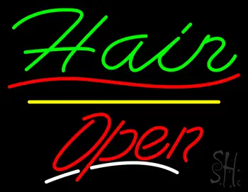 Green Hair Open Yellow Line LED Neon Sign