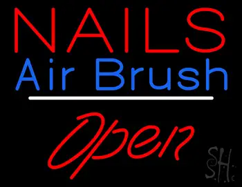 Nails Airbrush Open White Line LED Neon Sign
