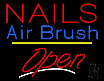 Red Nails Airbrush Open Yellow Line LED Neon Sign