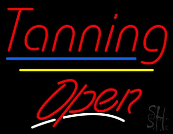 Tanning Open Yellow Line LED Neon Sign