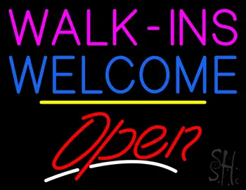 Walk-ins Welcome Open Yellow Line LED Neon Sign