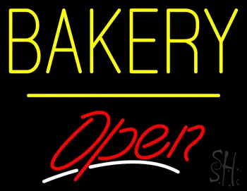 Bakery Open Yellow Line LED Neon Sign