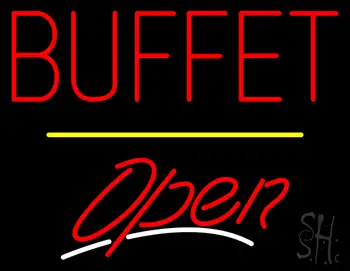 Block Buffet Open Yellow Line LED Neon Sign