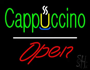 Cappuccino White Line Open LED Neon Sign