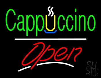 Cappuccino Open White Line LED Neon Sign