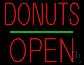 Donuts Logo Open Green Line LED Neon Sign