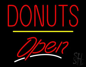 Donuts Logo Open Yellow Line LED Neon Sign