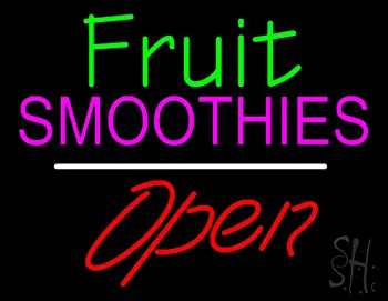 Fruit Smoothies Open White Line LED Neon Sign