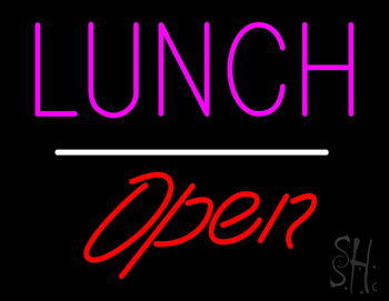Lunch Open White Line LED Neon Sign