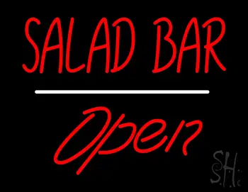 Salad Bar Open White Line LED Neon Sign