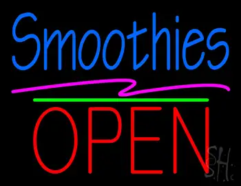 Smoothies Block Open Green Line LED Neon Sign