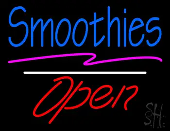Blue Smoothies Open Red White Line LED Neon Sign